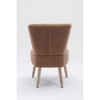 Modern Slipper Chair Accent Chair,Teddy Fabric Armless Accent Chair,Button-Tufted Decorative Sitting Chair With Wooden Legs,Corner Side Chair,Vanity Chair for Bedroom,Living Room,Brown