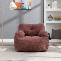 Bean Bag Chair for Adults and Kids, Bean Bag Chair with Arms, Comfy Accent Bean Bag Chair, Lazy Sofa Couch with Teddy Fabric for Living Room, Bed Room and Office, Bean Paste Red
