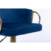 Bar Stools Set of 2,Velvet Counter Height Bar Stools with Chrome Footrest and Gold Base,Swivel Height Adjustable Barstools for Kitchen Island,Pub,Dining Room,Navy