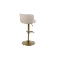 Swivel Velvet Bar Stools Set of 2, Counter Height Adjustable Barstools, Armless Kitchen Bar Chairs with Back and Footrest Gold Metal Base, for Home Bar Restaurant Dining Room, Beige