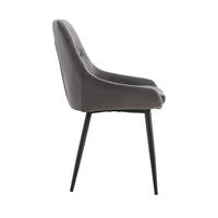 Dining Chairs Set of 2, Modern Accent Upholstered Chairs with Black Legs, 2-Piece Side Chairs with Button Tufted Back, Home Furniture Vanity Chairs for Living Room Dining Room, Grey