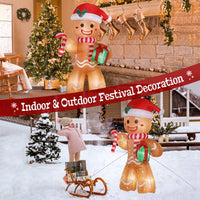8ft Inflatable Gingerbread Man Holding Gift with 15W 5 LED Lights,Garden Gingerbread Man Decoration Outdoor Yard Christmas Decoration