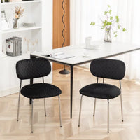 Dining Chairs Set of 2, Mid Century Modern Upholstered Side Chairs with Metal Legs, Accent Kitchen Chair with Soft Velvet Seat Backrest for Living Room Chair for Vanity, Makeup, Leisure, Black