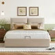 Platform Bed Frame with Storage Underneath,Queen Size Lift Up Storage Bed with Tufted Headboard,Gas Lift Storage Bed Upholstered Platform Bed with Hydraulic Storage System for Bedroom Dorm,Beige