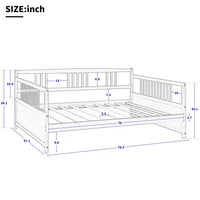 Full Size Daybed, Wooden Daybed Frame, Multi-Functional Sofa Bed Daybed for Kids/Teens Bedroom/Guest Room, Wood Slat Support, No Box Spring Required, White