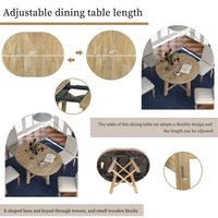 Round Extendable Dining Table for 6, Modern Wood Kitchen Table with 16" Leaf, Farmhouse Round Dining Room Table, Seats up to 6 people, Weight Capacity 300 Pounds, Natural Wood Wash