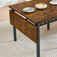 63.2''x35.5'' Folding Dining Table, Industrial Kitchen Table for 4-5 Person, 1.2 inches Thick Rectangular Dinner Table with Storage Shelf for Dining Room Kitchen Living Room, Rustic Brown