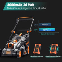 Cordless Lawn Mower 16 Inch, 6 Mowing Heights, 40V MAX(36V) Electric Lawn Mowers for Garden, Yard and Farm, with Brushless Motor, 4.0Ah Battery & Charger Included