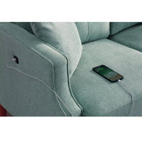 70" Accent Sofa Couch, Upholstered 3 Seater Sofa with USB Charging Port and 2 Pillows, Comfy Waterproof Leisure Sofa, Long Sofa Lounge Couch for Living Room Bedroom Office, Baby Blue
