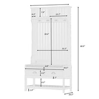 Hall Tree with 2 Drawers and 2 Shelves, 69" Hall Tree with 4 Hooks and Hinged Lid, Entryway Wooden Coat Rack Shoe Bench with Bottom Shelf for Living Room Entrance Hallway, Tiger