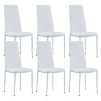 Dining Chairs Set of 6, Faux Leather Armless High Back Kitchen Chairs, Grid Shaped Dining Room Chairs with Metal Legs, Upholstered Dinner Chairs, Side Chair for Dining Room, Kitchen, Hotel