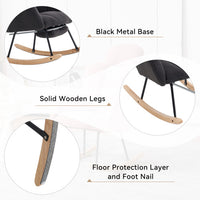 Triple Tree Teddy Fabric Upholstered Nursery Rocking Chair with Pillow & Footrest Modern Accent Armchair Padded Seat with High Backrest for Living Room Bedroom (Dark Gray)