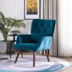 Leisure Chair Lounge Chair with Solid Wood Legs for Living Room Bedroom Room Indoor, Mid Century Modern Upholstered Leisure Chair, Simple Nordic Style, Blue & Green