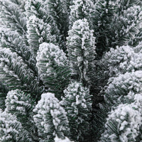 7FT Prelit Snow Flocked Artificial Pencil Christmas Tree, Xmas Tree with 150 LED UL Plug Warm Lights 570 Branch, Artificial Slim Xmas Tree Indoor Outdoor Home Decor Holiday, Green