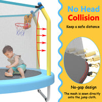 Triple Tree 55-inch Trampoline for Kids Indoor & Outdoor Small Toddler Trampoline with Basketball Hoop