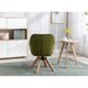 Swivel Armchair Fabric Accent Chair, Dining Chair, Desk Chair No Wheels with Sturdy Oak Wood Legs, Upholstered Cute Desk Chair, Modern Home Office Chair, for Small Space Home Office, Olive
