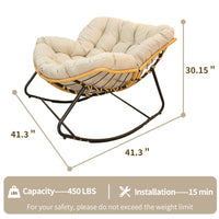 Triple Tree Outdoor Rocking Chair, Patio Egg Rocking Chair, Indoor Papasan Chair, Rattan Wicker Lounge Chair, Modern Royal Chair for Bedroom, Living Room, Porch, Garden