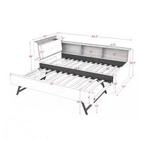 Triple Tree Twin Size Upholstery Velvet Height Adjustable Day Bed with Storage Headboard and Wireless Charging, Multi-functional Daybed with Trundle Bed & LED Lights, Black