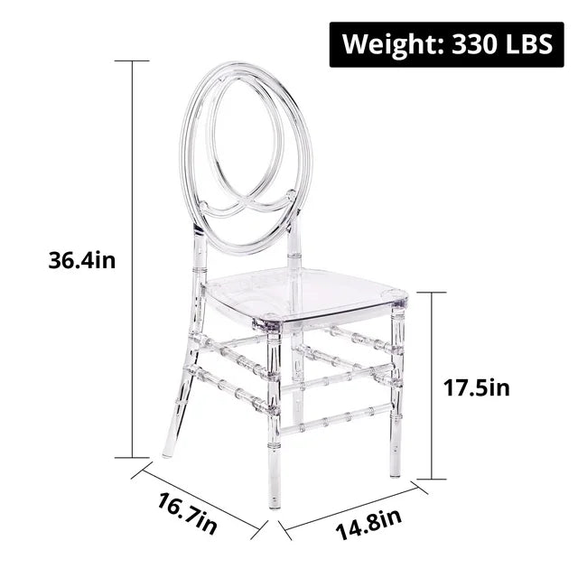 Clear Chairs, Modern Dining Chair Set of 4, Transparent Banquet Ghost Chair, 17.5