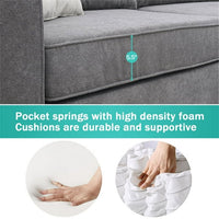 Large L Shape Sofa, Sectional Sofa Couch with 3 Pillows, Modern Upholstered Living Room L-Shape Couch for Office and Home,Weight Capacity 300 LBS/Seat, 91"Lx91"Wx33.5"H, Easy to Assemble, Grey