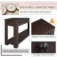Narrow Console Table for Entryway, 64" Wood Sofa Table with 4 Storage Drawers and Open Bottom Shelves Multifunctional Buffet Sideboard Long Console Table Accent Table for Living Room, Espresso