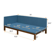 Couch Daybed Sofa Bed Frame with Linen Cover Mattress, Convertible Sofa Bed Sleeper Sofa Upholstered Sofa Chaise Lounge TV Sofa for Bedroom Living Room Guest Room, Twin Size Day Bed, Blue