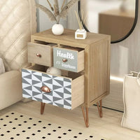 Nightstand, End Table Nightstand with Drawer & Storage Shelf for Living Room, Modern Style Versatile Bedside Table with Metal Feet for Bedroom, Mid Century Accent Furniture for Small Space, D