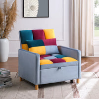 Convertible Sleeper Sofa Chair, Multi-Functional Tufted Recliner Chair with Pillow and Adjustable Backrest, Modern Velvet Sofa Chair for Living Room, Dorm, Apartment, Colorful