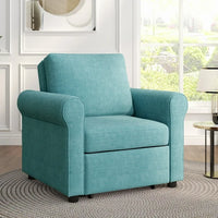 3-in-1 Sleeper Sofa Chair Bed, Comfy Linen Single Convertible Chair Bed, Adjustable Chair with Thickened Cushion, Modern Multi-Functional Sleeper Chair Lounge Chair for Living Room, Apartment, Teal