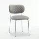 2Pcs Velvet Leaf Grain Dining Chairs, Modern Ergonomic Backrest Chairs with Silver Metal Legs, for Living Room, Kitchen, Dining Room, Set of 2, Gray