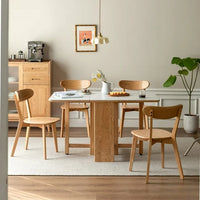 Dining Chair, FAS Grade Natural Oak Solid Wood Living Room Chair with Curved Backrest, Simple Design & 100% Dirt-free Dining Chair, Easy to Clean, 1 Count, Oak