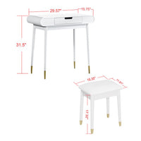 Vanity Set with Drawers and Cushioned Stool, Makeup Dressing Table for Bathroom Bedroom Small Space, Vanity Table for Kids Girls Women Gifts (White)