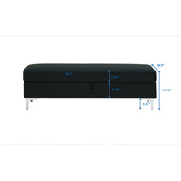 Storage Bench for Bedroom End of Bed, 55.9" Upholstered Velvet Storage Ottoman Bench, End of Bed Storage Bench with Thick Cushion and Metal Legs Window Bench Seat for Living Room Bedroom, Black