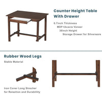 Dining Table Set for 4, 5-Piece Counter Height Dining Table Set with 4 Upholstered Dining Chairs, Wood Dining Table with 1 Drawer, Walnut+Beige