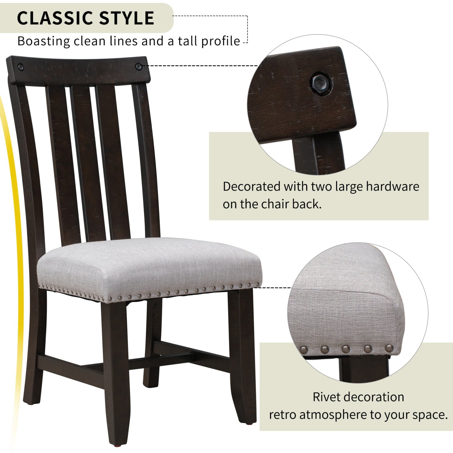 Set of 2 Dining Chairs,Upholstered Side Chair with Nailhead and Wood Legs,Modern High-end Tufted Dining Chair for Kitchen Room,Home, Apartment