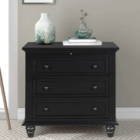 Wood Nightstand, 3-Drawer Storage Nightstand, End Table with Pull Out Tray, Cabinet with Drawers, Chest Side Table, for Bedroom Living Room, Fully Assembly Bedside Table, Black