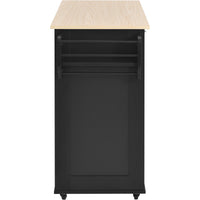 48 Inch Storage Cabinet with 2 Drawers and Open Shelves, Wood Modern Sideboard with 4 Locking Wheels and Wine Rack, Entryway Buffet Side Table Cupboard with Towel Rack for Living Room Kitchen, Black