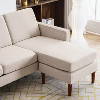 L Shape Sofa Reversible Sectional Sofa Couch for Small Apartment Couch 3-seat Sectional Couch (Beige)
