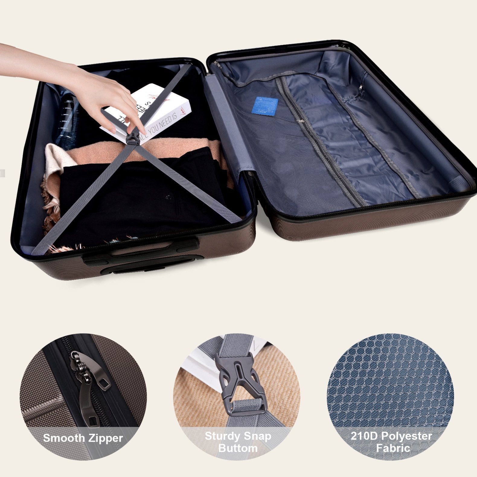 3 Piece Luggage Sets, Expandable ABS+PC Hardside Luggage with Spinner Wheels, Lightweight Durable Carry on Luggage Suitcase with TSA Lock for Women Men, 20