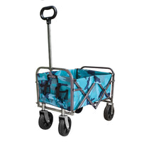 Portable Beach Trolley Cart 200 LBS Capacity, Folding Wagon Garden Cart with 4 Universal Wheels, Collapsible Wagon Cart with 4 Universal Wheels for Shopping Park Picnic, Beach Trip, Camping, Navy Blue