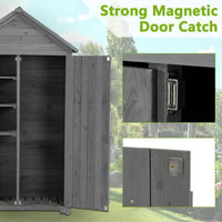 Outdoor Storage Cabinet, Solid Wood Garden Shed, Outside Storage Tool Shed with Adjustable Shelves and Double Lockable Doors, Waterproof Roof, Vertical Organizer Cabinet for Outside, Garden, Yard