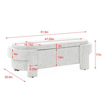 Storage Bench, 51.5-inch Chenille Upholstered Storage Ottoman Bench, End of Bed Storage Bench with Safety Hinge, Large Storage Ottoman Bench for Bedroom, Living Room, Foot of Bed, Beige