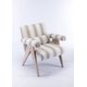 Accent Chair, Modern Upholstered Armchair with KD Rubber Wood Legs, Lounge Reading Chair with Lumbar Pillow, for Living Room Bedroom, Grey Stripe
