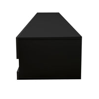 180cm Wall Mounted Floating 80" TV Stand with 20 Color LEDs, Modern High Glossy Entertainment Center Media Console Table with 2 Storage Cabinet, Floating TV Shelf Cabinet for Living Room, Black+Grey