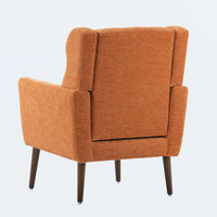 37.6 Inch Chenille Accent Chair, Modern Wing Chair with Upholstered Cushion and Pillow, Comfy Lounge Armchair for Living Room, Bedroom, Office, Orange