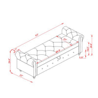63" Tufted Bed Bench with Storage,Upholstered Storage Ottoman with Rolled Arm and Solid Wood Legs,End of Bed Bench for Living Room,Bedroom, Entryway
