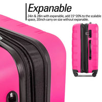 Luggage Sets 3 Piece Hardside Clearance Carry On Luggage Set Expandable ABS Hardside Suitcase Sets with Spinner Wheels TSA Lock (20in/24in/28in)(Pink)