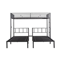 Metal Triple Bunk Bed for 3, Twin over Twin Bunk Bed with Shelf and Ladder, Can be divided into 3 Separate Bed, Metal Bunk Bed Frame with Safety Rail & Slats Support, No Box Spring Needed, Black