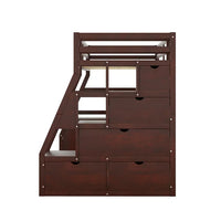 Twin Loft Bed, High Loft Bed with Stairs and Desk, Solid Wood Loft Bed Frame with Storage 7 Drawers 2 Shelves and 1 Cabinet, Suitable for Kids Teens Adults, Espresso