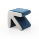 Velvet Upholstered Sofa Stool, Modern Creative Kids Stool Shoe Chair Footstool with Arrow Design Shape and Padded Seat, Multifaceted Stool Ottoman for Living Room Bedroom, Blue